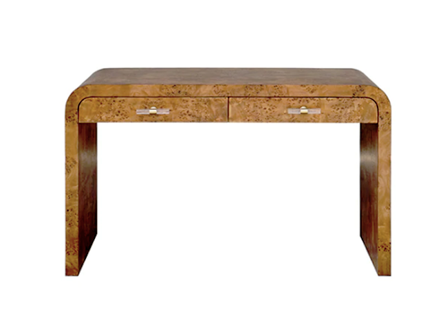 Petra Waterfall Edge Two Drawer Desk - Light or Dark Burlwood