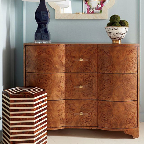 Worlds Away Plymouth Burl Wood 3 Drawer Dresser - Matthew Izzo Home