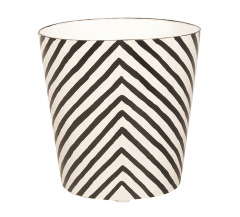 Worlds Away Oval Wastebasket Zebra Pattern - Matthew Izzo Home