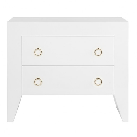 Worlds Away Easton White Lacquer Side Table - Matthew Izzo Home
