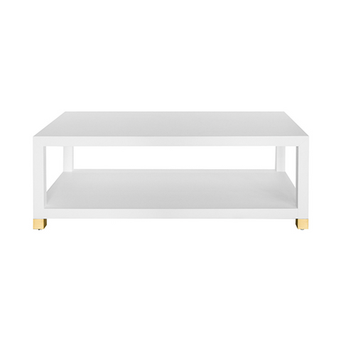 Worlds Away Patricia White Lacquer Coffee Table - Matthew Izzo Home
