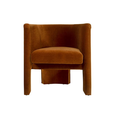 Worlds Away Lansky Rust Velvet Barrel Chair - Matthew Izzo Home