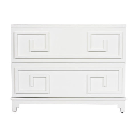 Worlds Away Wrenfield White Lacquer 2 Drawer Chest - Matthew Izzo Home