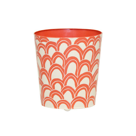 Worlds Away Oval Wastebasket Orange/Navy Cream - Matthew Izzo Home