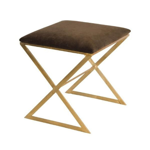 Worlds Away "X" Side Stool - Velvet - Matthew Izzo Home