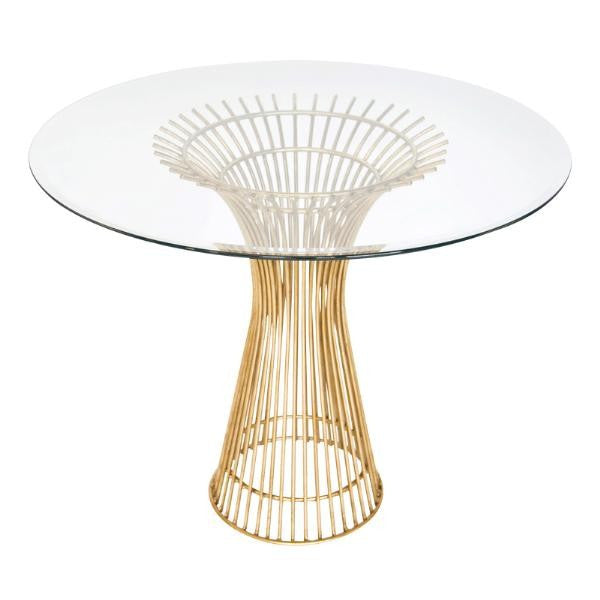 Powell 42-54" Round Glass Top & Metal Cage Accent Table