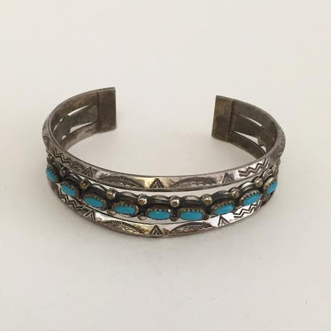 Antique Silver and Turquoise Navajo Cuff - Matthew Izzo Home