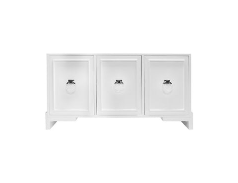 Worlds Away Lyra White Lacquer Buffet - Nickel - Matthew Izzo Home