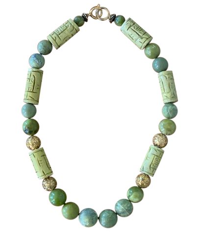Vintage Yellow/Green/Turquoise Chinese Necklace - Matthew Izzo Home