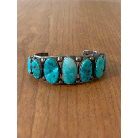 Antique Native American Sterling Silver and Turquoise Cuff - Matthew Izzo Home