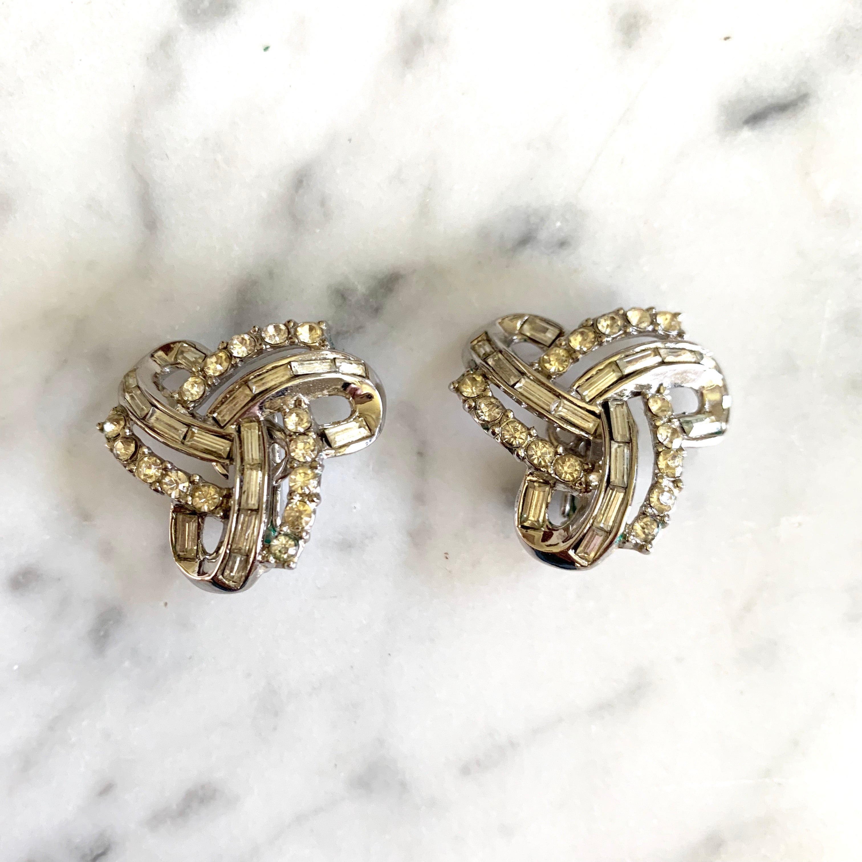 1960s Vintage Rhinestone Trifari Earrings