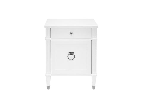 Worlds Away Lily White Lacquer/Nickel Side Table - Matthew Izzo Home