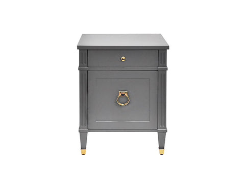 Worlds Away Lily Grey Lacquer/Brass Side Table - Matthew Izzo Home