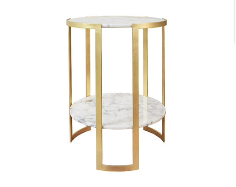 Worlds Away Edgar Gold Leaf Two Tier Side Table - Matthew Izzo Home
