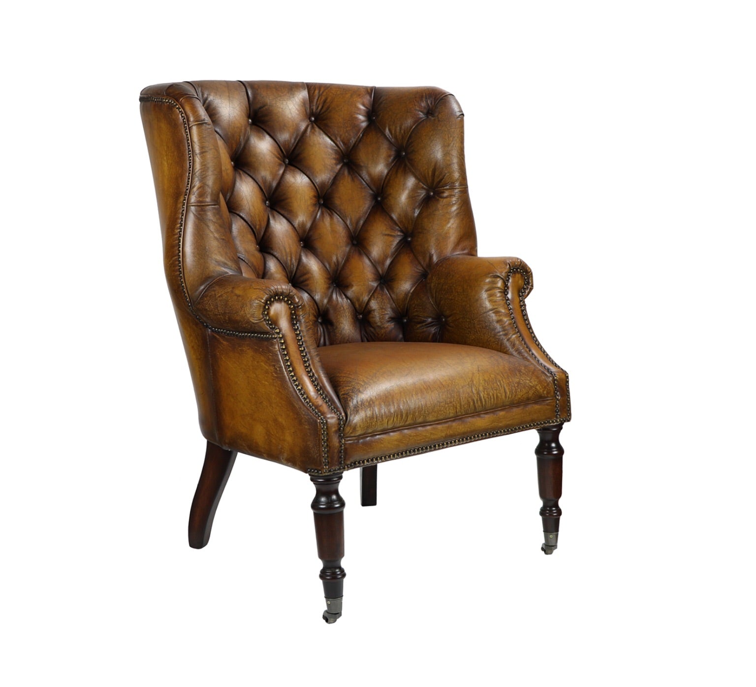 High back sales leather club chair