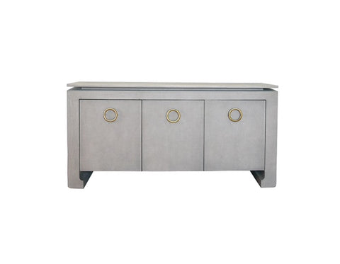 Worlds Away Tilley Grey Grasscloth Buffet - Matthew Izzo Home