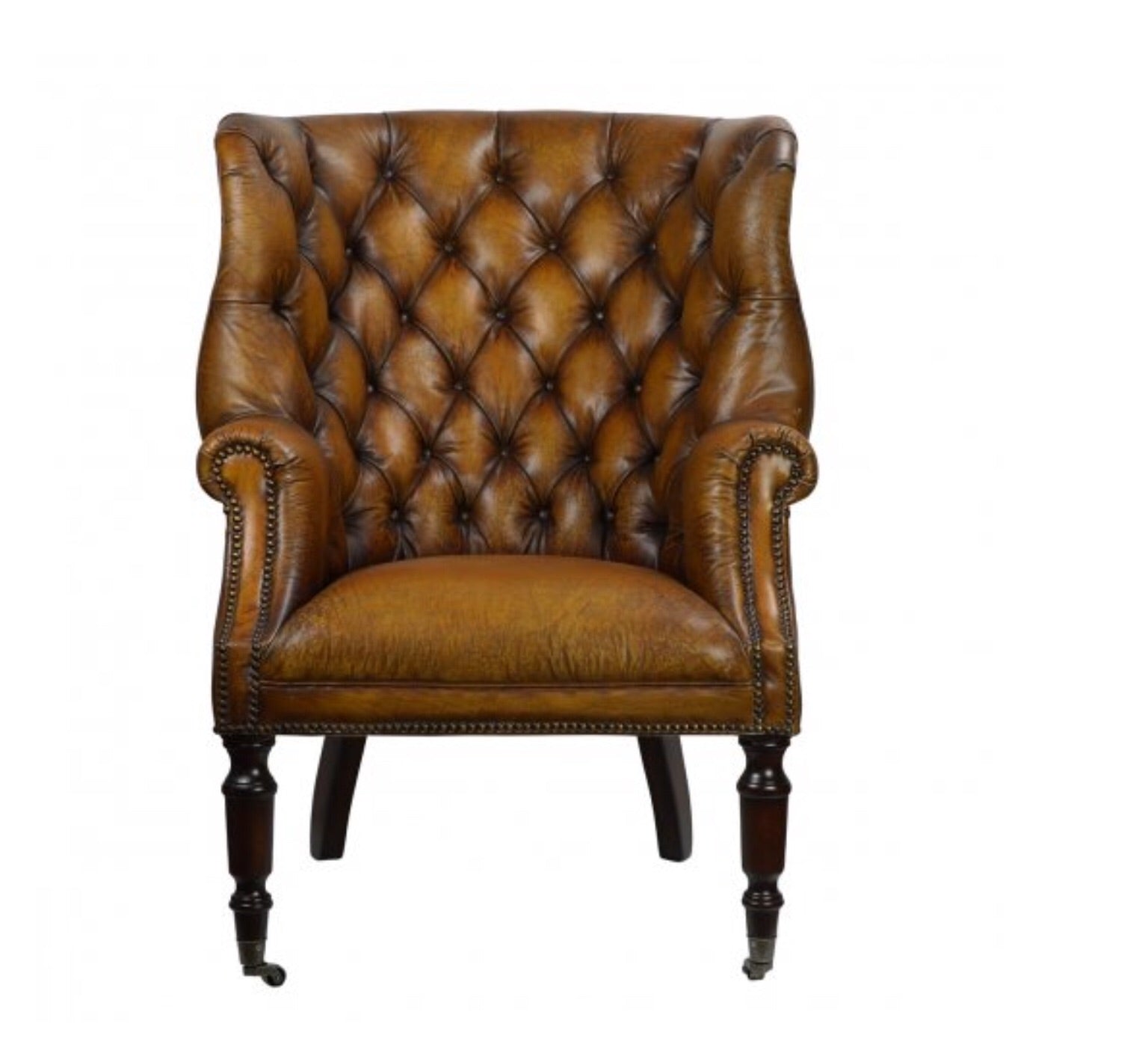 High back tufted online leather chair