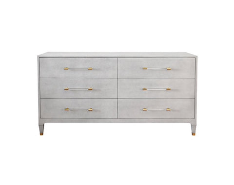 Worlds Away Maren Light Grey Shagreen Dresser - Matthew Izzo Home