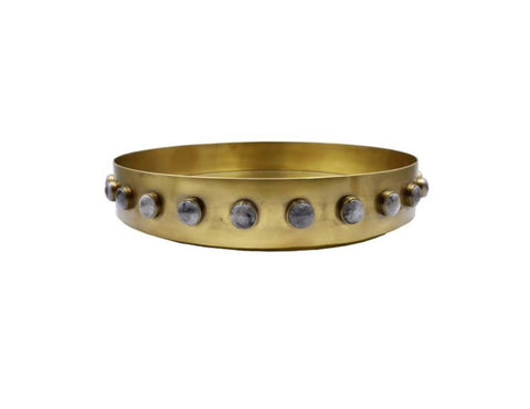 Worlds Away Edwin Round Brass Serving Tray - Matthew Izzo Home