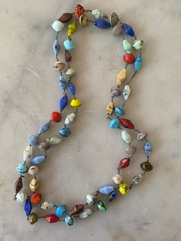 Mid-century boho glass beaded necklace - Matthew Izzo Home