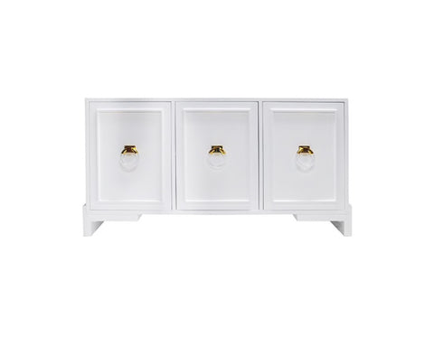 Worlds Away Lyra White Lacquer Buffet - Brass - Matthew Izzo Home