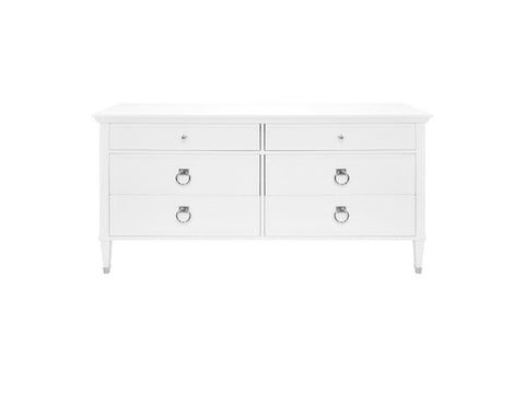 Worlds Away Vincent White Lacquer/Nickel Dresser - Matthew Izzo Home