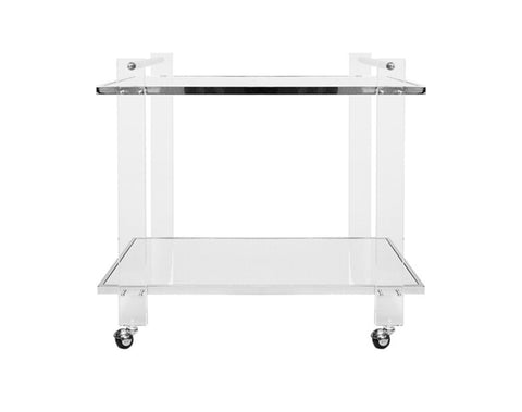 Worlds Away Pierce Nickel/Acrylic Bar Cart - Matthew Izzo Home