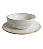 Antique Milk Glass Soup Bowl & Saucer - Pair