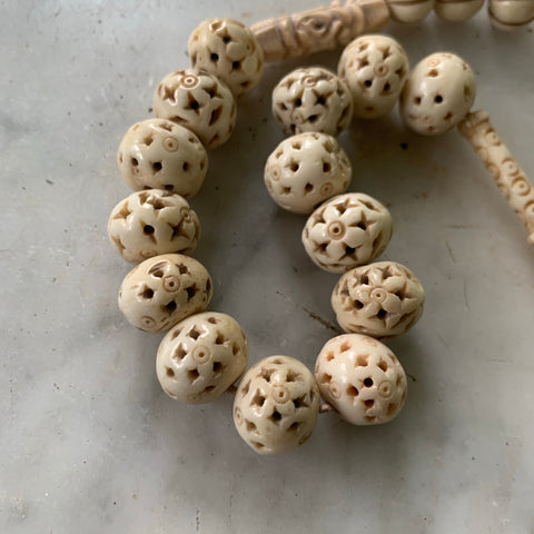 Antique carved bone beads - Matthew Izzo Home