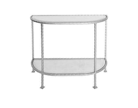 Worlds Away Louie Silver Leaf Iron Side Table - Matthew Izzo Home