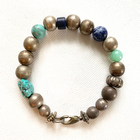 Turquoise Silver and Lapis Bracelet - Matthew Izzo Home
