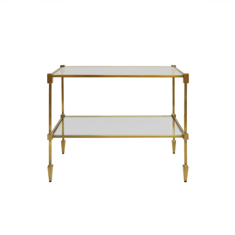 Worlds Away Lasso Two-Tiered Brass Side Table - Matthew Izzo Home