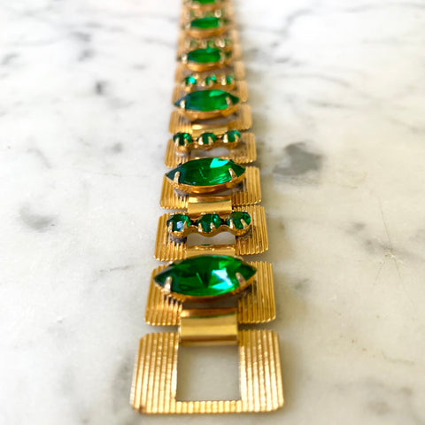 1960s Gold and Emerald Color Bracelet - Matthew Izzo Home