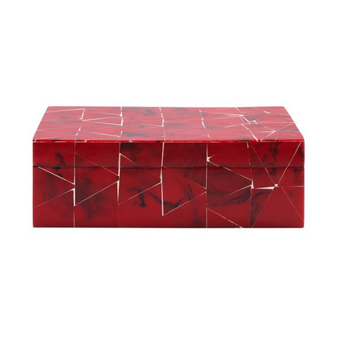 Worlds Away Spencer Red Bone Tile Decorative Box - Matthew Izzo Home