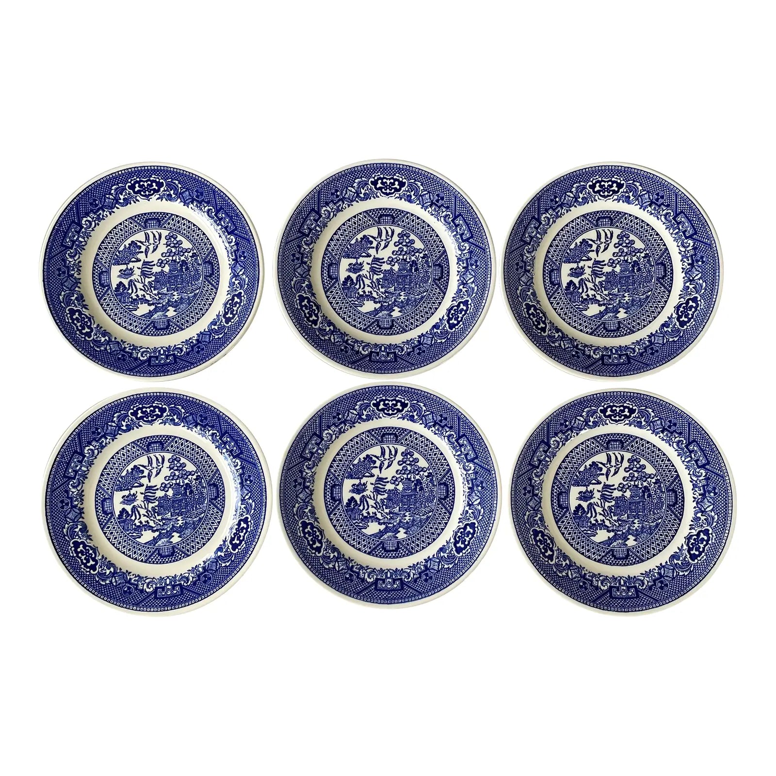 Vintage Blue Willow Bread Plates Willow Ware Royal China. Set of 6