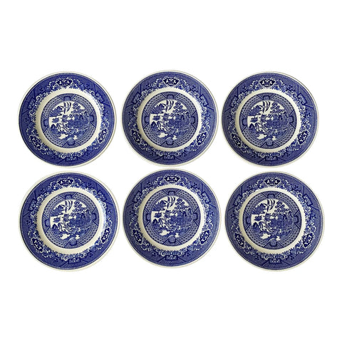Vintage Blue Willow Bread Plates, Willow Ware Royal China. Set of 6 - Matthew Izzo Home