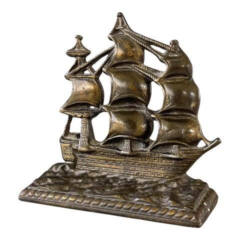 Vintage Sailboat Bookend Brass - Matthew Izzo Home