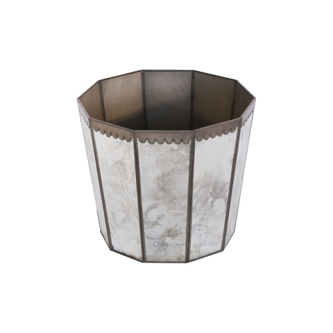 Worlds Away Hexagonal Mirrored Wastebasket - Matthew Izzo Home